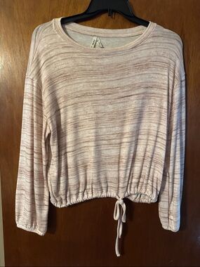 Mudd Casual Pink Tie-Waist Long Sleeve Top